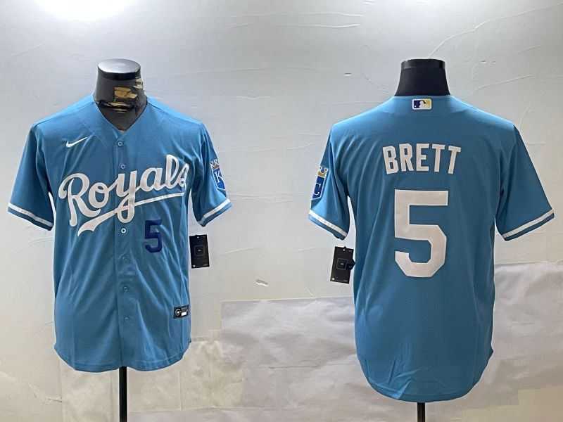 Men Kansas City Royals #5 Brett Light Blue Game 2024 Nike MLB Jersey style 4->houston texans->NFL Jersey